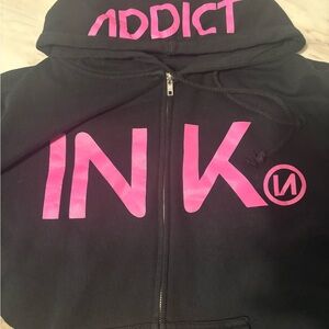 Black Ink Addict Hoodie with Pink Accents XL